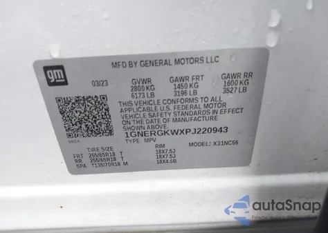 2023 Chevrolet Traverse Fwd Lt Cloth from USA, damaged, VIN 1GNERGKWXPJ220943